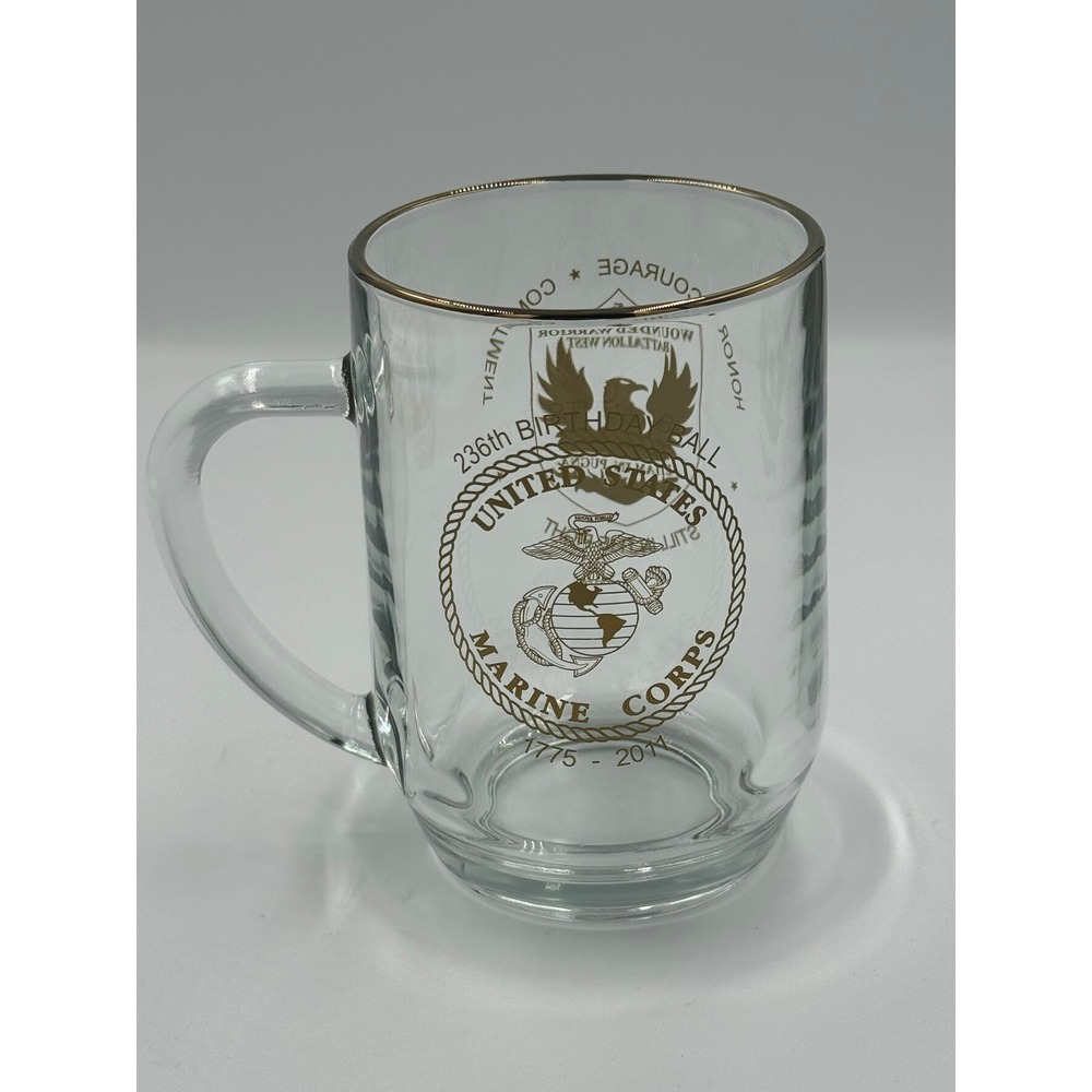 USMC 236th Birthday Ball 2011 Wounded Warrior Battalion West Glass Mug Stein